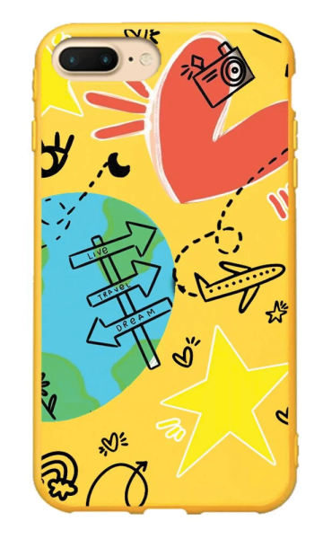 iPhone 8 Plus Lansman Kılıf - World Sarı