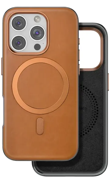 iPhone 16 Pro Kılıf Venco Puskas Suni Deri Magsafe Şarj Özellikli Kapak