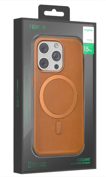 iPhone 16 Pro Max Kılıf Venco Puskas Suni Deri Magsafe Şarj Özellikli Kapak