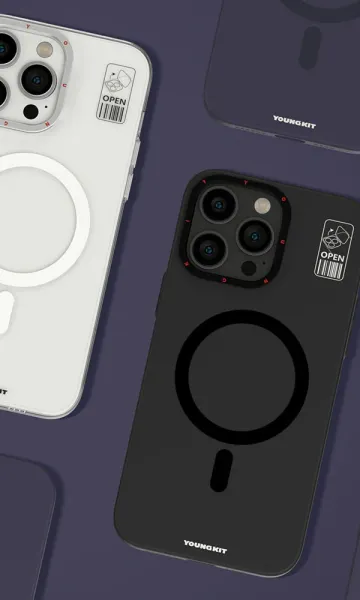 iPhone 15 Pro Max Kılıf Magsafe Şarj Özellikli Standlı YoungKit Hermit Bracket Serisi Kapak