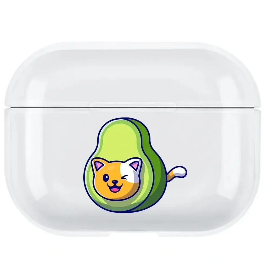 AirPods Pro Şeffaf Kılıf Avakado Cat