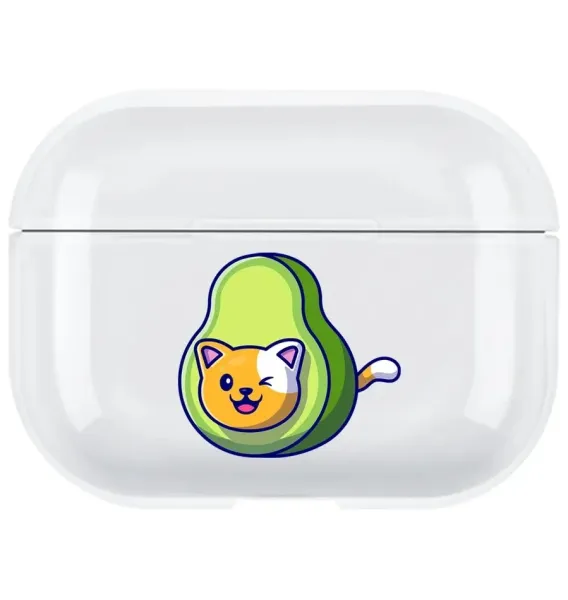 AirPods Pro Şeffaf Kılıf Avakado Cat