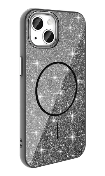 iPhone 11 Kılıf Magsafe Şarj Özellikli Parlayan Simli Okso Kapak