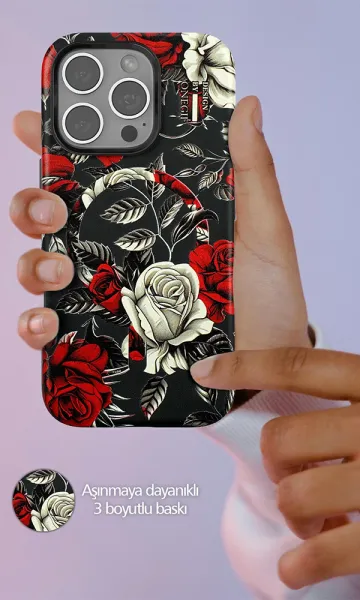 Apple iPhone 13 - iPhone 14 Uyumlu Kılıf ONEGIF Flower Series Magsafe Kapak