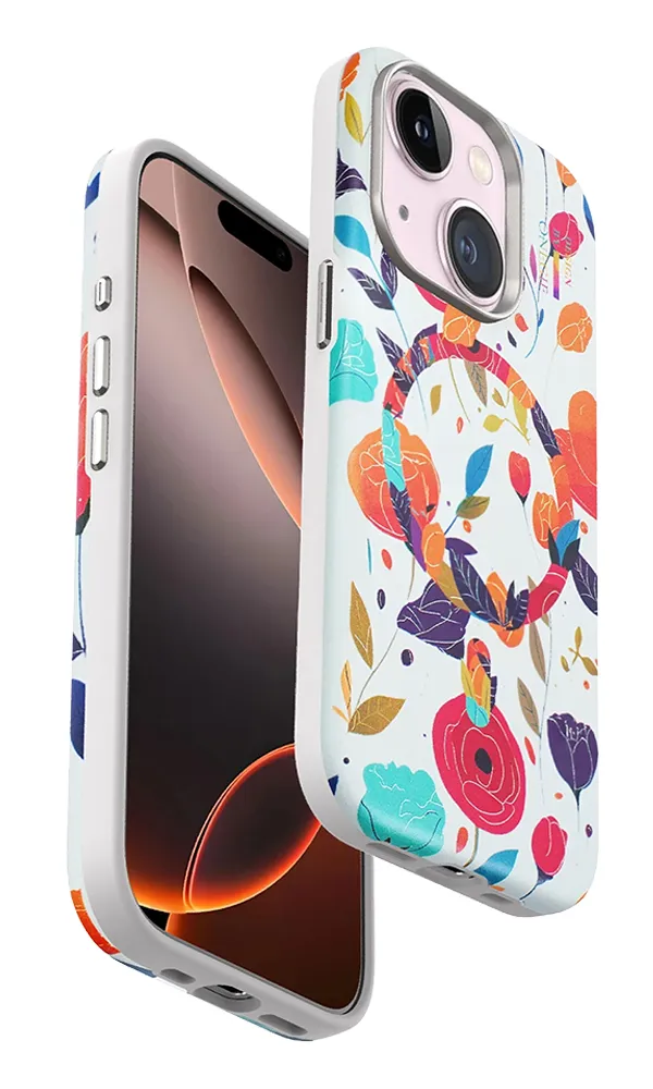 Apple iPhone 13 - iPhone 14 Uyumlu Telefon Kılıfı ONEGIF Flower Series Magsafe Kapak