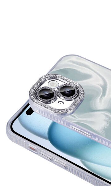 iPhone 15 Plus Kılıf Airbagli Parlak Taş Detay Tasarımlı Esila Kapak