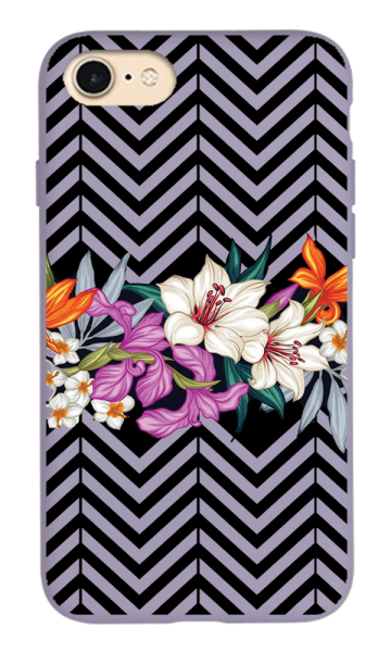 iPhone 8 Lansman Kılıf - Çiçek Lila