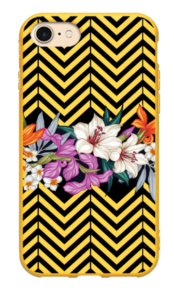 iPhone 8 Lansman Kılıf - Çiçek Sarı