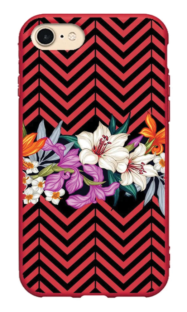 iPhone 8 Lansman Kılıf - Çiçek Kırmızı