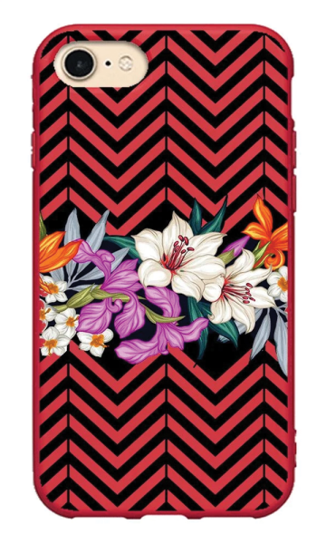 iPhone 8 Lansman Kılıf - Çiçek Kırmızı