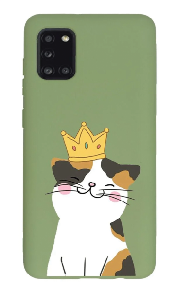 Samsung Galaxy A31 Lansman Kılıf - Kedi Yeşil