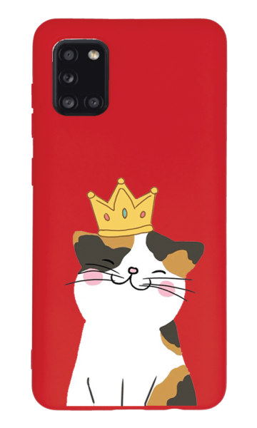 Samsung Galaxy A31 Lansman Kılıf - Kedi Kırmızı