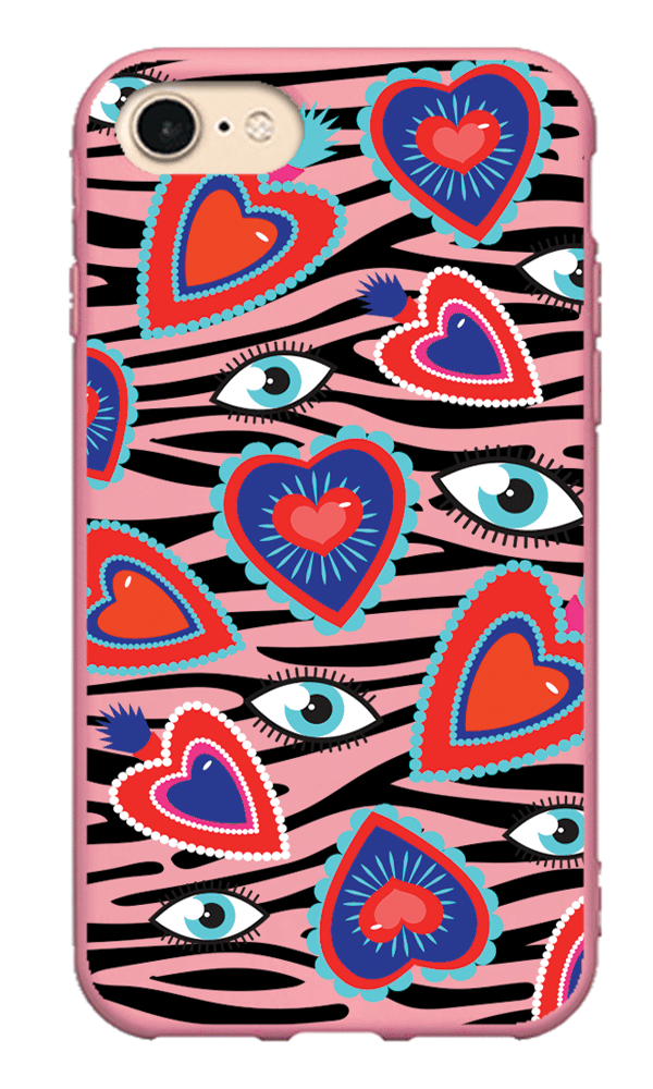 iPhone 8 Lansman Kılıf - Eye Of The Heart Pembe