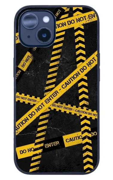 iPhone 14 Tamperli Glossy Cam Kapak - Caution