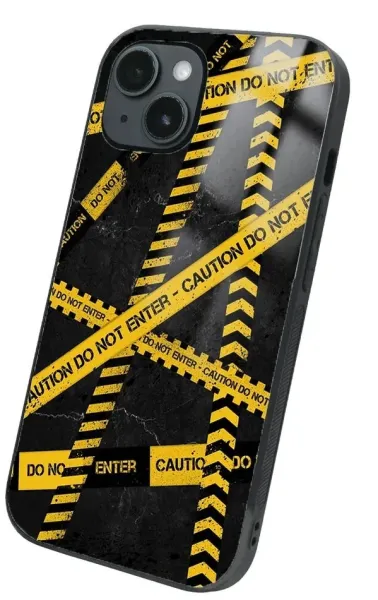 iPhone 14 Tamperli Glossy Cam Kapak - Caution