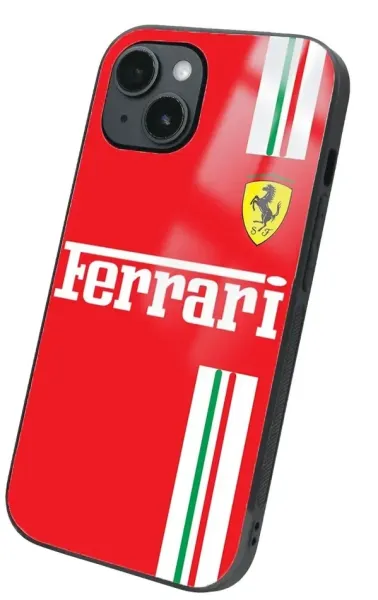 iPhone 14 Tamperli Glossy Cam Kapak - Ferrari