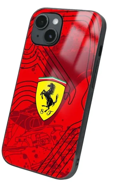 iPhone 14 Tamperli Glossy Cam Kapak - Ferrari 5