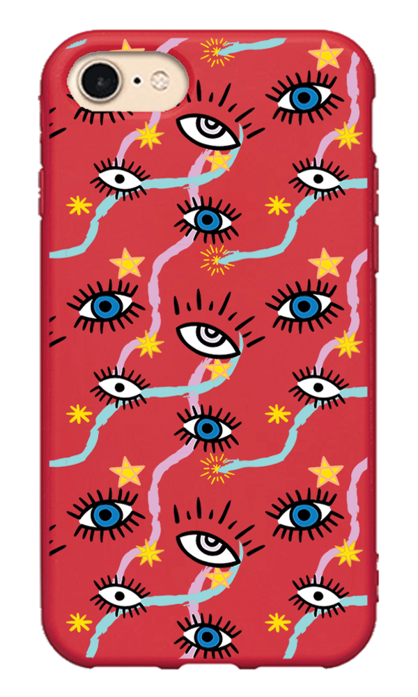 iPhone 8 Lansman Kılıf - Eyes Kırmızı