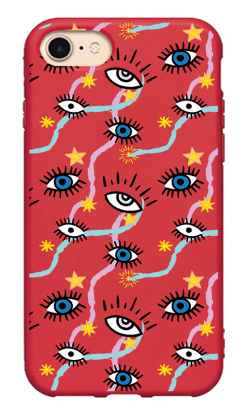 iPhone 8 Lansman Kılıf - Eyes Kırmızı