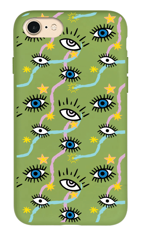 iPhone 8 Lansman Kılıf - Eyes Yeşil