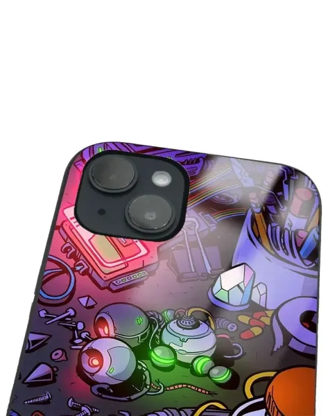 iPhone 14 Tamperli Glossy Cam Kapak - Grafiti 3