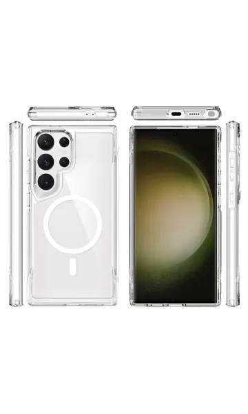 Samsung Galaxy S24 Ultra Kılıf Airbag Köşe Tasarımlı M-Safe Şarj Özellikli T-Max M-Safe Kapak