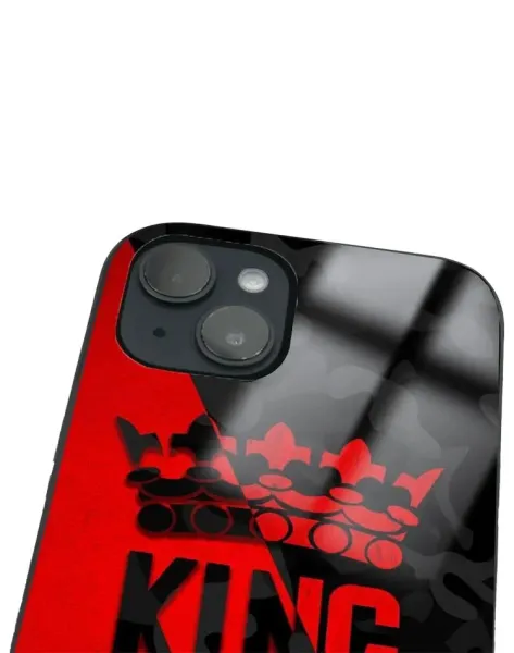 iPhone 14 Tamperli Glossy Cam Kapak - King Red