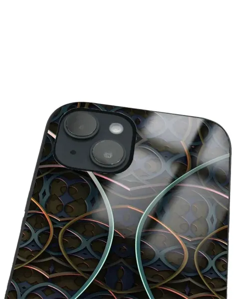 iPhone 14 Tamperli Glossy Cam Kapak - Line Art