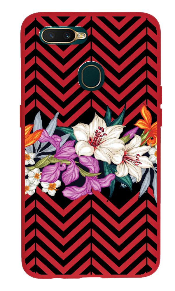 Oppo A5s Lansman Kılıf - Çiçek Kırmızı