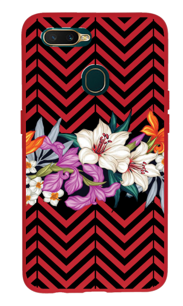 Oppo A5s Lansman Kılıf - Çiçek Kırmızı