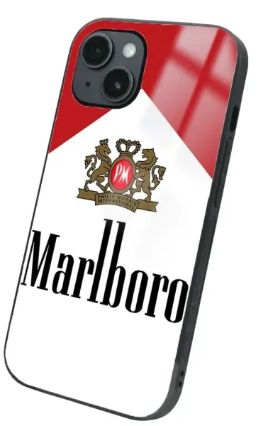iPhone 14 Tamperli Glossy Cam Kapak - Marlboro
