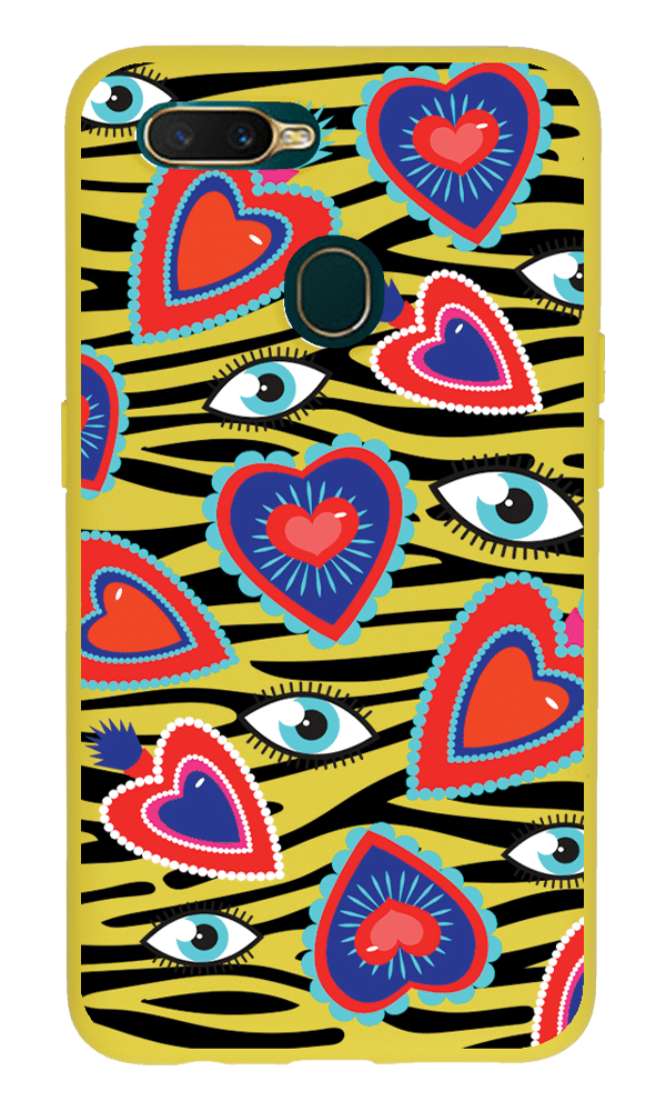 Oppo A5s Lansman Kılıf - Eye Of The Heart Sarı