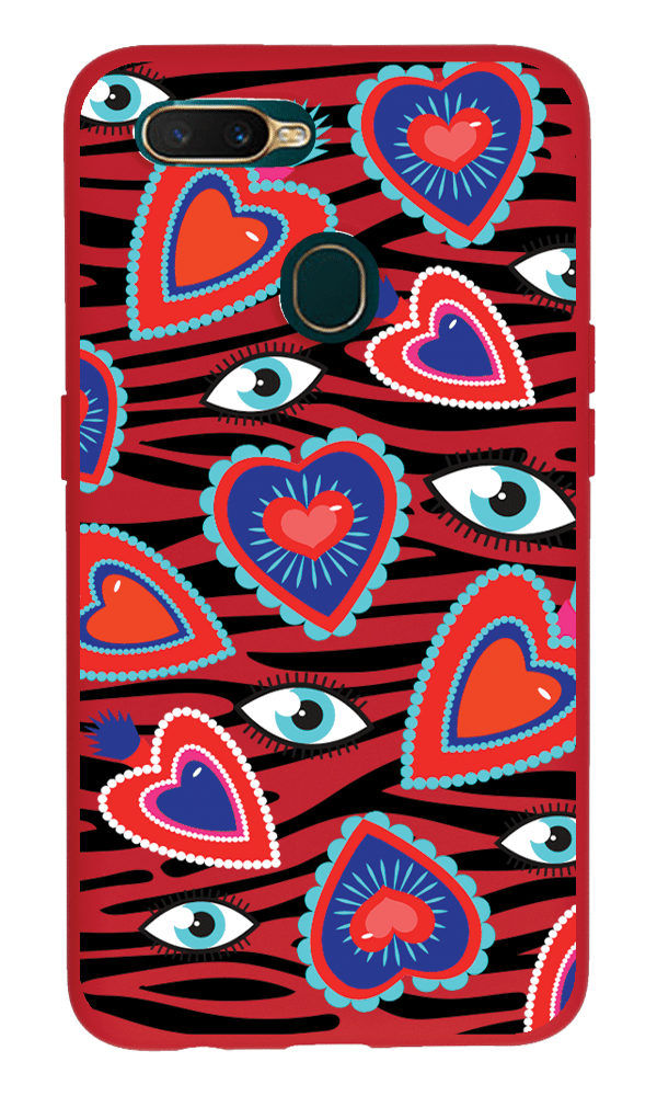 Oppo A5s Lansman Kılıf - Eye Of The Heart Kırmızı