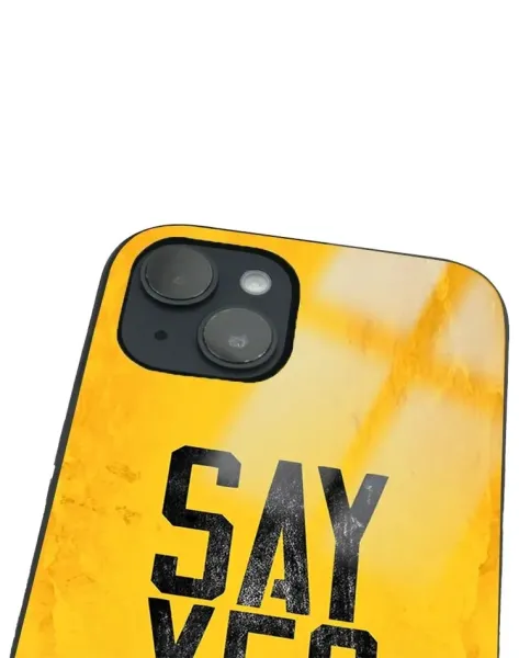iPhone 14 Tamperli Glossy Cam Kapak - Say Yes