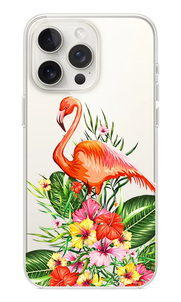 Çiçek Desenli Şeffaf Kılıf - Spring Flamingo