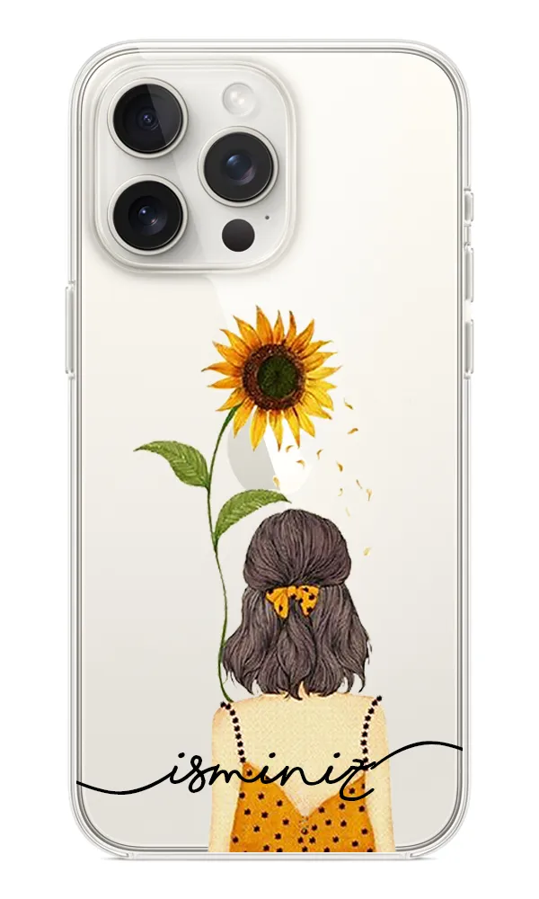 Çiçek Desenli Şeffaf Kılıf - Sunflower Girl