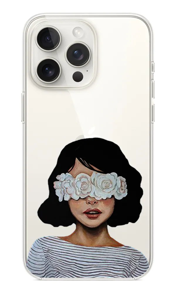Çiçek Desenli Şeffaf Kılıf - White Rose Girl