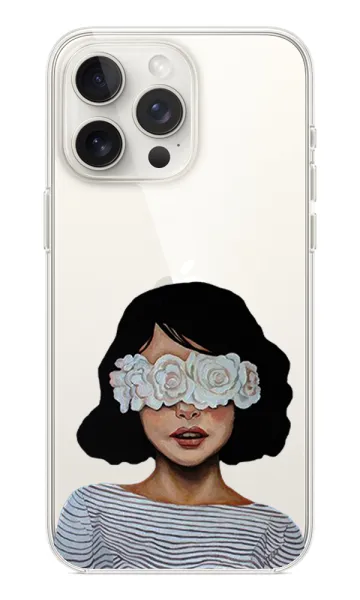 Çiçek Desenli Şeffaf Kılıf - White Rose Girl