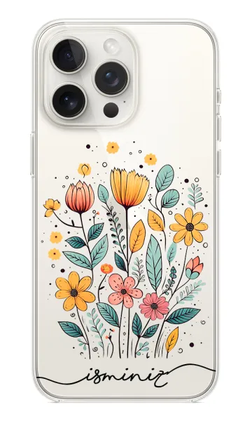 Çiçek Desenli Şeffaf Kılıf - Simple Flowers