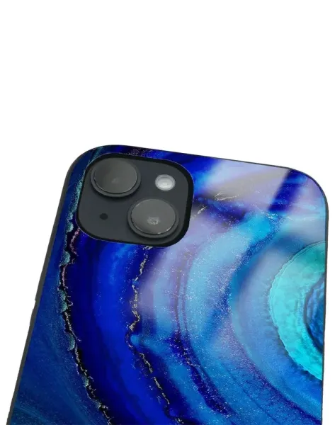 iPhone 14 Plus Tamperli Glossy Cam Kapak - Blue