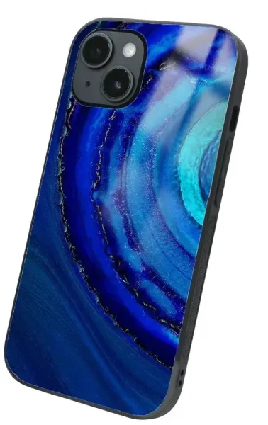 iPhone 14 Plus Tamperli Glossy Cam Kapak - Blue