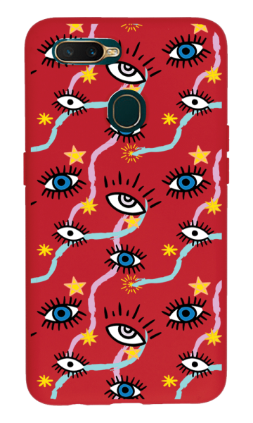 Oppo A5s Lansman Kılıf - Eyes Kırmızı