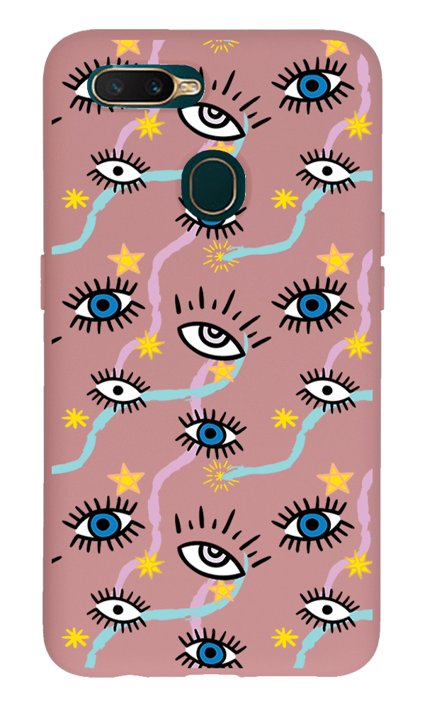 Oppo A5s Lansman Kılıf - Eyes Pembe