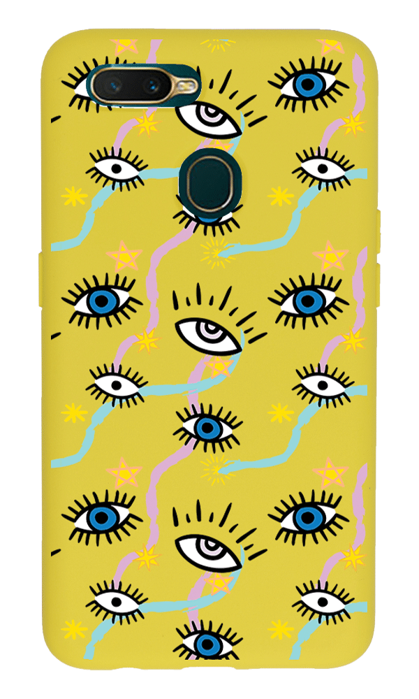 Oppo A5s Lansman Kılıf - Eyes Sarı