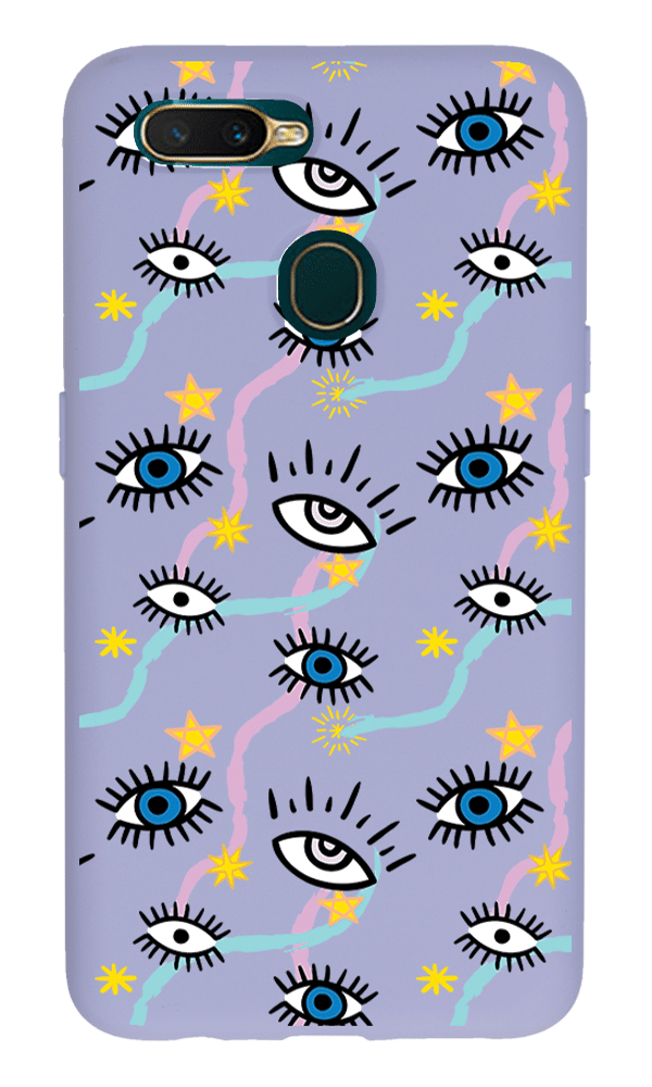 Oppo A5s Lansman Kılıf - Eyes Lila