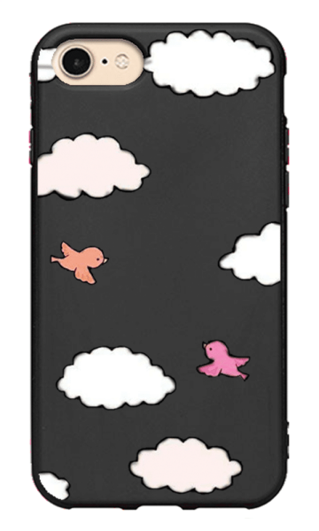 iPhone 8 Lansman Kılıf - Kuş Siyah