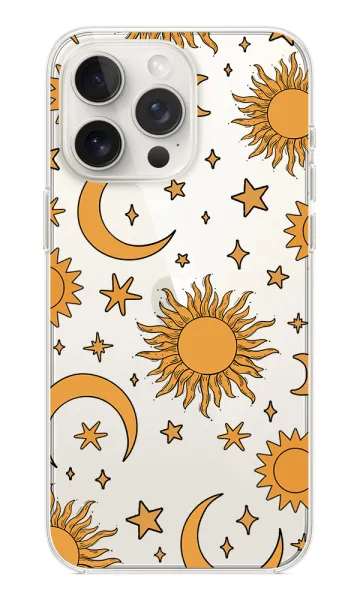 Uzay Temalı Şeffaf Silikon Kılıf - Pattern Sun & Moon
