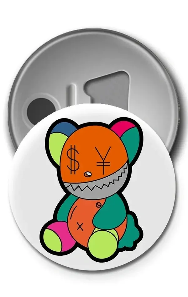 Buton Rozet - Colorful Bear
