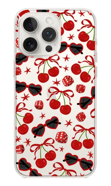Cherry Patterns Şeffaf Silikon Kılıf