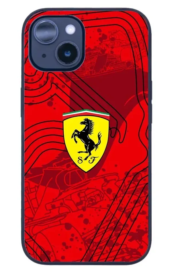 iPhone 14 Plus Tamperli Glossy Cam Kapak - Ferrari 5